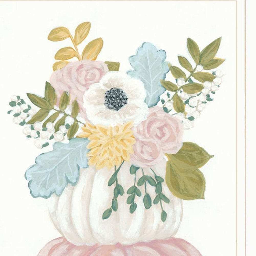 Set Of Three Floral Pumpkins 3 White Framed Print Wall Art - Homeroots - Flyclothing LLC