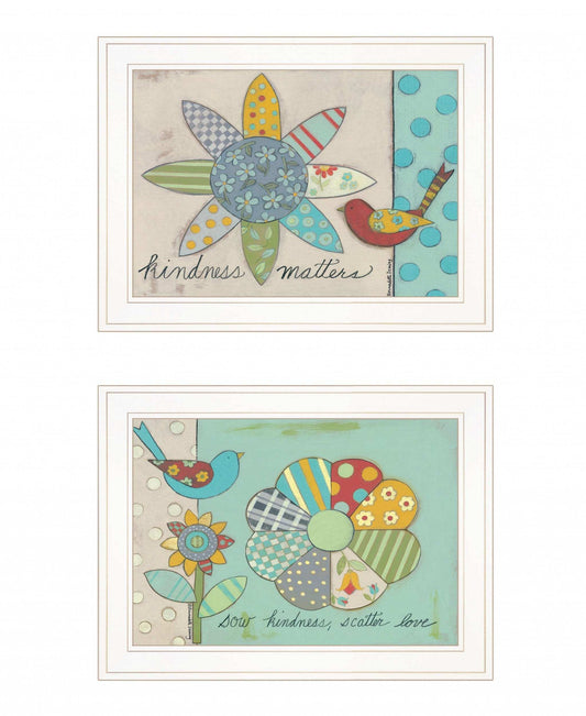 Set Of Two Kindness 1 White Framed Print Wall Art - Homeroots - Flyclothing LLC