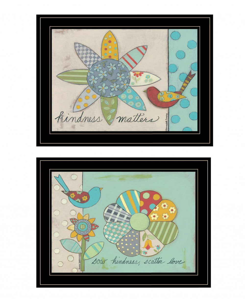 Set Of Two Kindness 2 Black Framed Print Wall Art - Homeroots - Flyclothing LLC