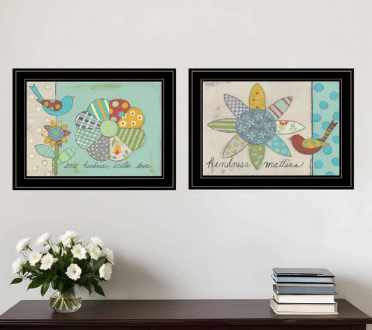 Set Of Two Kindness 2 Black Framed Print Wall Art - Homeroots - Flyclothing LLC