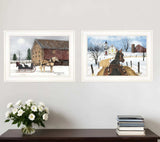 Set Of Two Sleigh Bells Ringing White Framed Print Wall Art - Homeroots - Flyclothing LLC