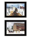 Set Of Two Sleigh Bells Ring 1 Black Framed Print Wall Art - Homeroots - Flyclothing LLC