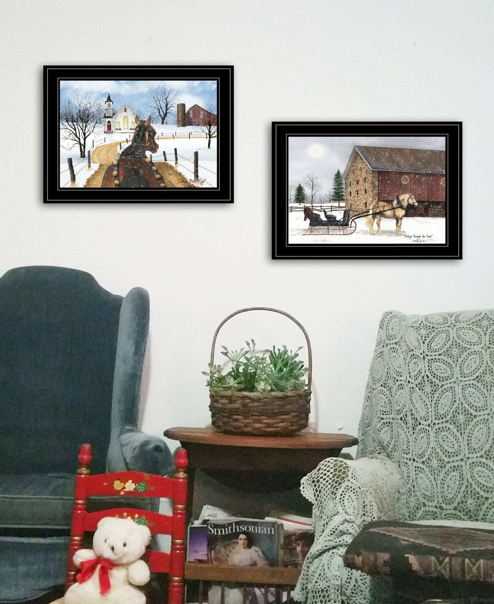 Set Of Two Sleigh Bells Ring 1 Black Framed Print Wall Art - Homeroots - Flyclothing LLC