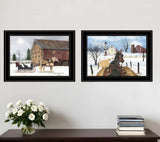 Set Of Two Sleigh Bells Ring 1 Black Framed Print Wall Art - Homeroots - Flyclothing LLC