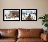 Set Of Two Sleigh Bells Ring 2 Black Framed Print Wall Art - Homeroots - Flyclothing LLC