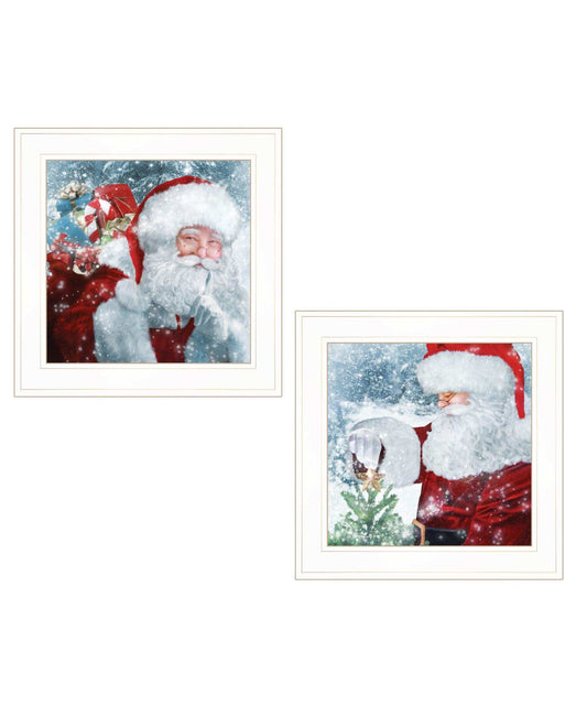 Set Of Two Santas Blessings 1 White Framed Print Wall Art - Homeroots - Flyclothing LLC
