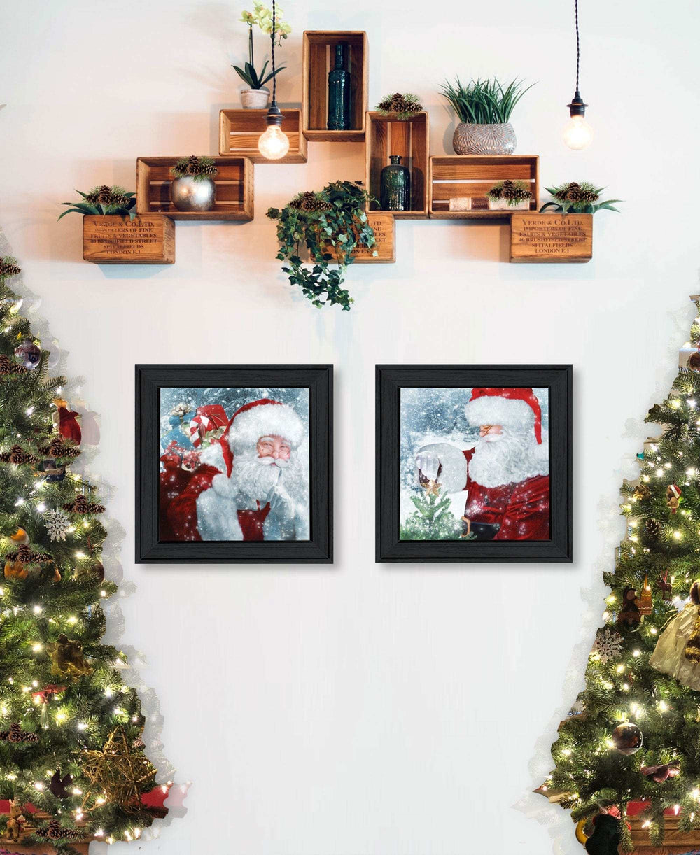 Set Of Two Santas Blessings 2 Black Framed Print Wall Art - Homeroots - Flyclothing LLC
