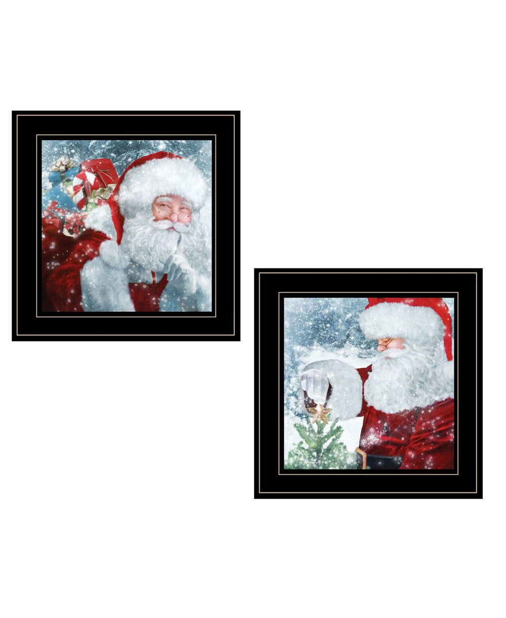 Set Of Two Santas Blessings Black Framed Print Wall Art - Homeroots - Flyclothing LLC