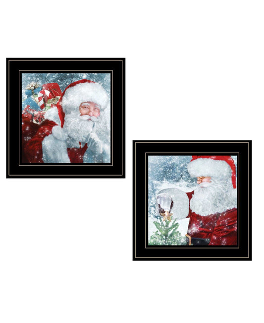 Set Of Two Santas Blessings Black Framed Print Wall Art - Homeroots - Flyclothing LLC