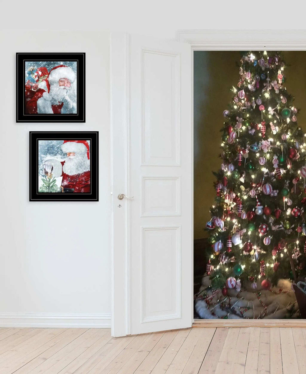 Set Of Two Santas Blessings Black Framed Print Wall Art - Homeroots - Flyclothing LLC