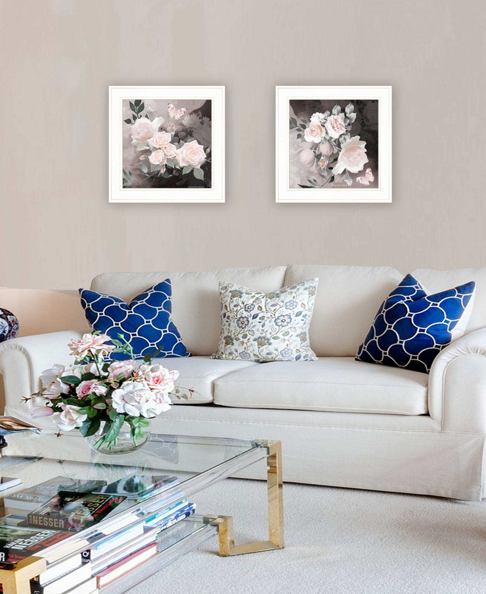 Set Of Two Noir Roses 1 White Framed Print Wall Art - Homeroots - Flyclothing LLC