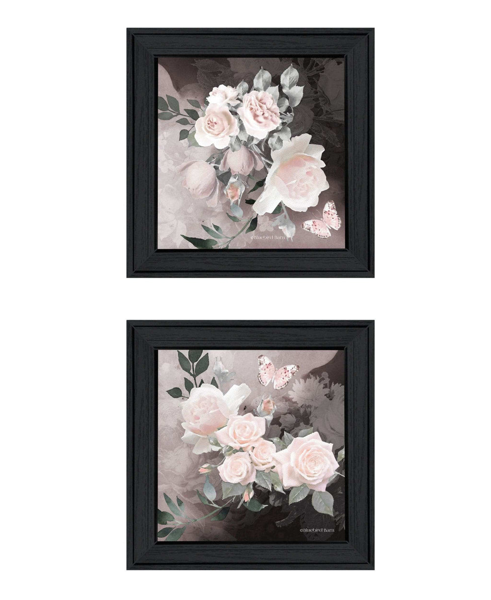 Set Of Two Noir Roses 2 Black Framed Print Wall Art - Homeroots - Flyclothing LLC