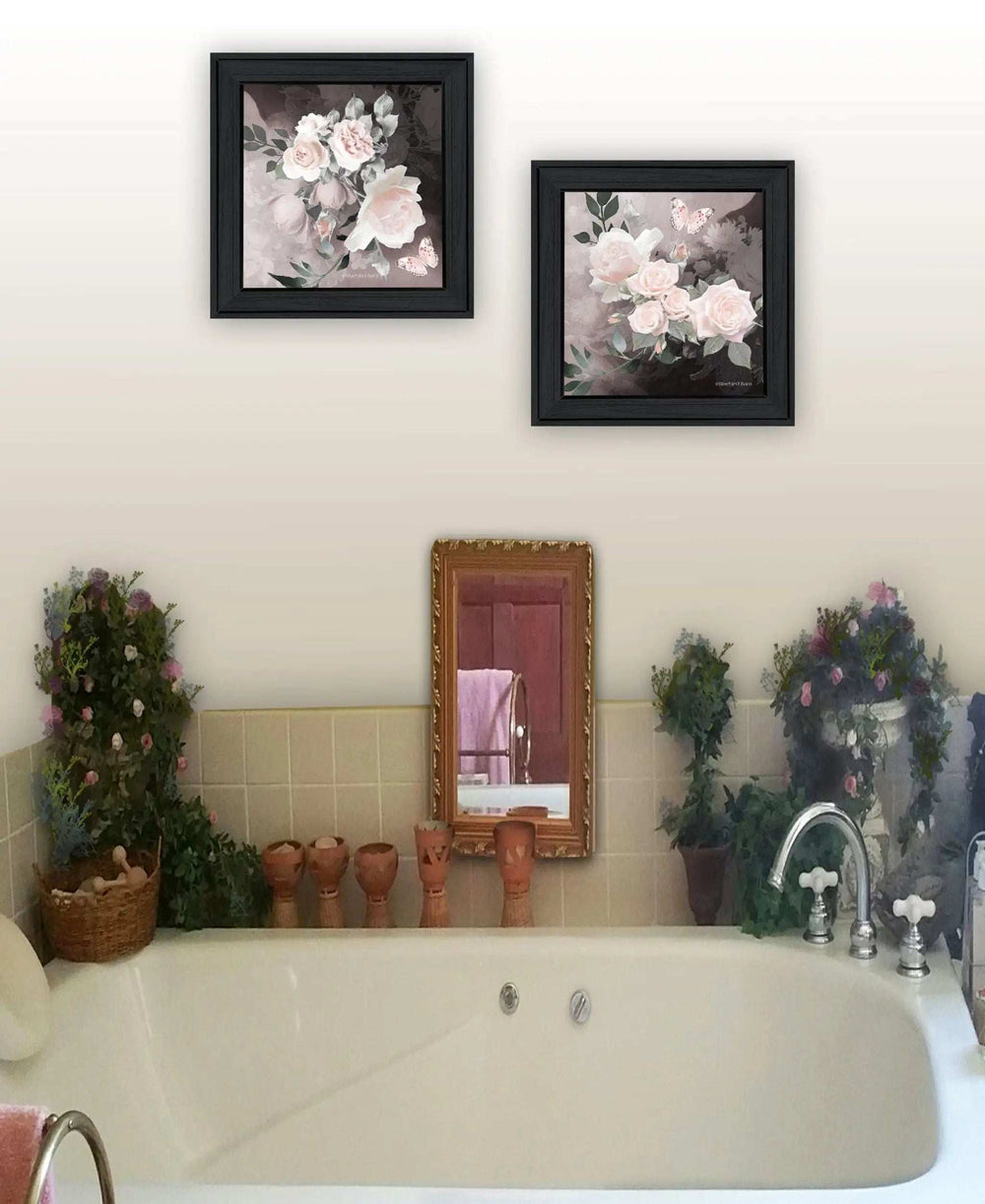 Set Of Two Noir Roses 2 Black Framed Print Wall Art - Homeroots - Flyclothing LLC