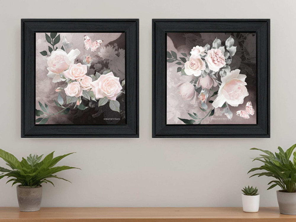 Set Of Two Noir Roses 2 Black Framed Print Wall Art - Homeroots - Flyclothing LLC