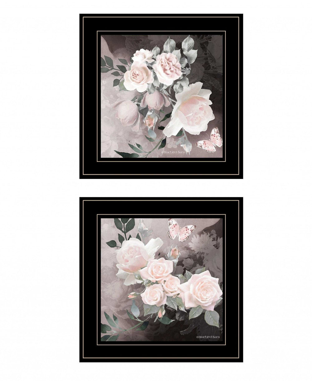 Set Of Two Noir Roses 3 Black Framed Print Wall Art - Homeroots - Flyclothing LLC