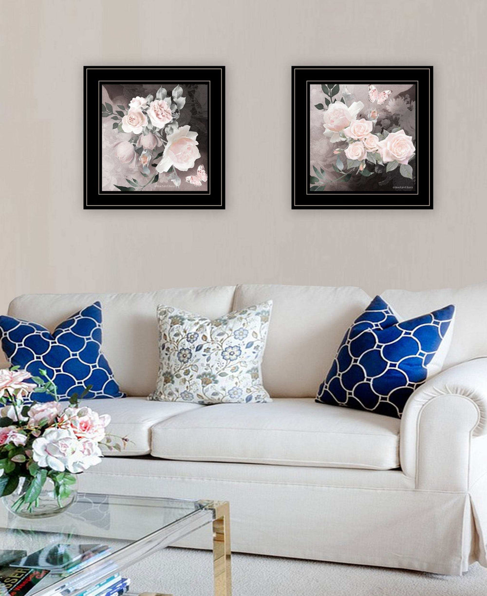 Set Of Two Noir Roses 3 Black Framed Print Wall Art - Homeroots - Flyclothing LLC