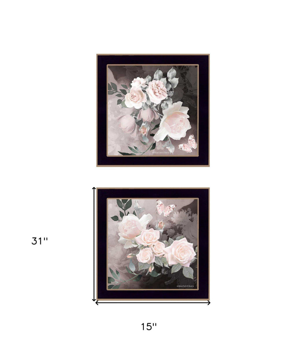 Set Of Two Noir Roses Black Framed Print Wall Art - Homeroots - Flyclothing LLC