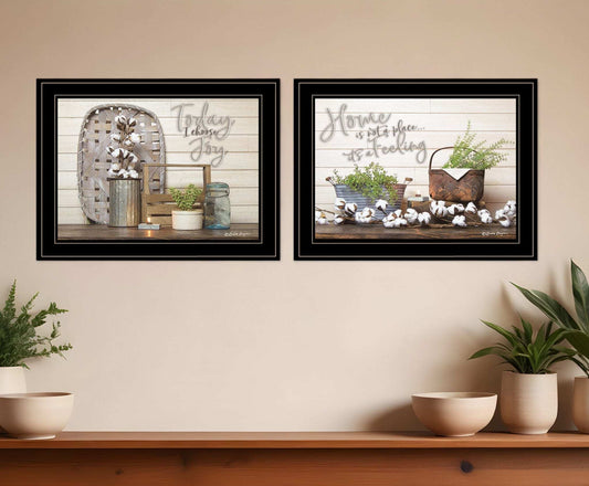 Set Of Two Choose Joy Black Framed Print Wall Art - Homeroots - Flyclothing LLC