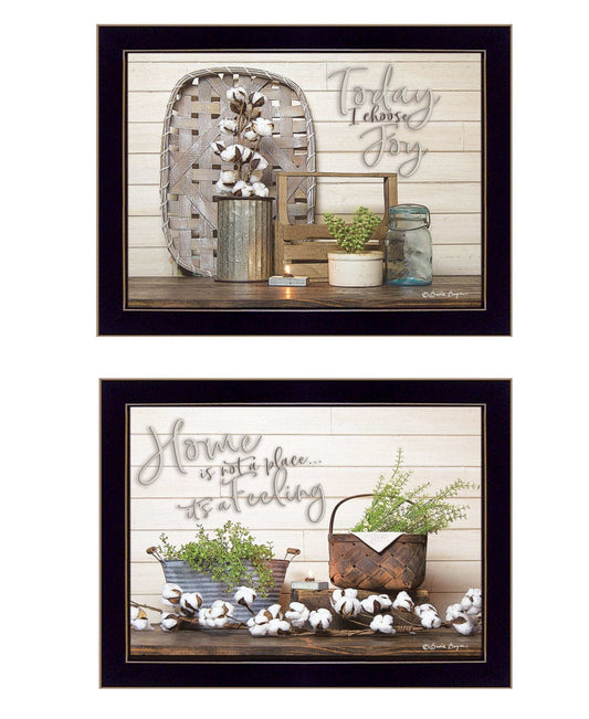 Set Of Two Choose Joy Black Framed Print Wall Art - Homeroots - Flyclothing LLC