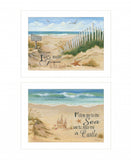 Set Of Two Sand Castle and Footprints 1 White Framed Print Wall Art - Homeroots - Flyclothing LLC