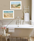 Set Of Two Sand Castle and Footprints 1 White Framed Print Wall Art - Homeroots - Flyclothing LLC
