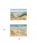 Set Of Two Sand Castle and Footprints 1 White Framed Print Wall Art - Homeroots - Flyclothing LLC