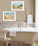 Set Of Two Sand Castle and Footprints 2 White Framed Print Wall Art - Homeroots - Flyclothing LLC