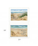 Set Of Two Sand Castle and Footprints 2 White Framed Print Wall Art - Homeroots - Flyclothing LLC