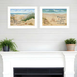 Set Of Two Sand Castle and Footprints 2 White Framed Print Wall Art - Homeroots - Flyclothing LLC