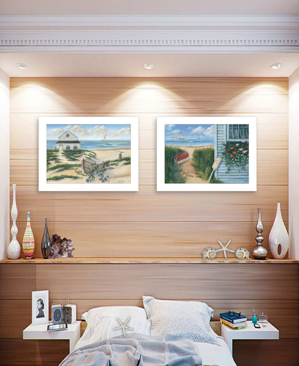 Set Of Two Sand Castle and Footprints 3 White Framed Print Wall Art - Homeroots - Flyclothing LLC