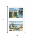 Set Of Two Sand Castle and Footprints 3 White Framed Print Wall Art - Homeroots - Flyclothing LLC