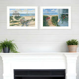 Set Of Two Sand Castle and Footprints 4 White Framed Print Wall Art - Homeroots - Flyclothing LLC