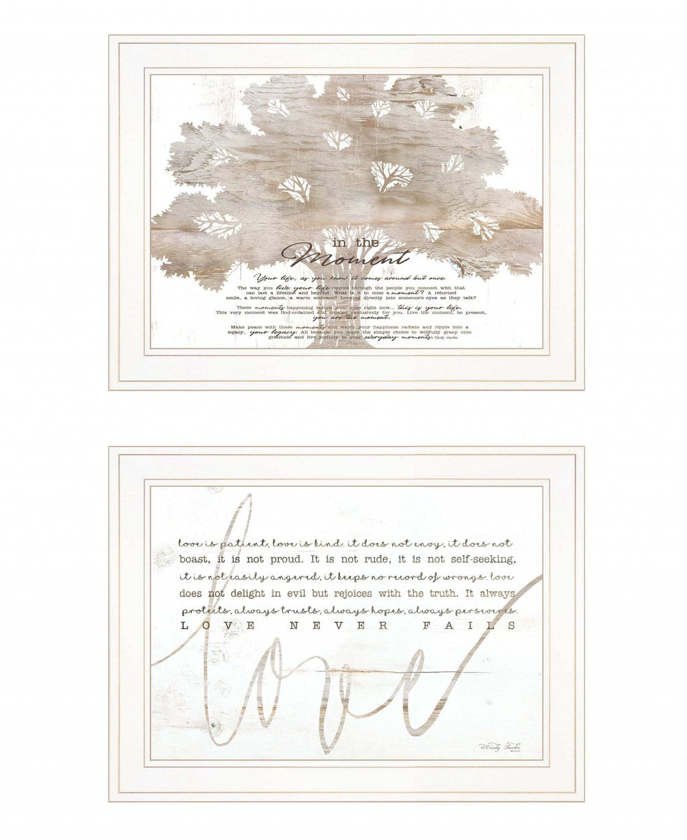 Set Of Two Love In the Moment White Framed Print Wall Art - Homeroots - Flyclothing LLC