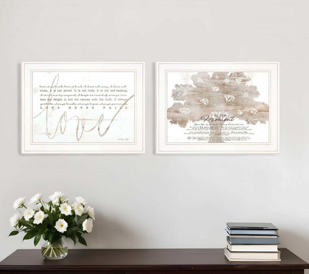Set Of Two Love In the Moment White Framed Print Wall Art - Homeroots - Flyclothing LLC