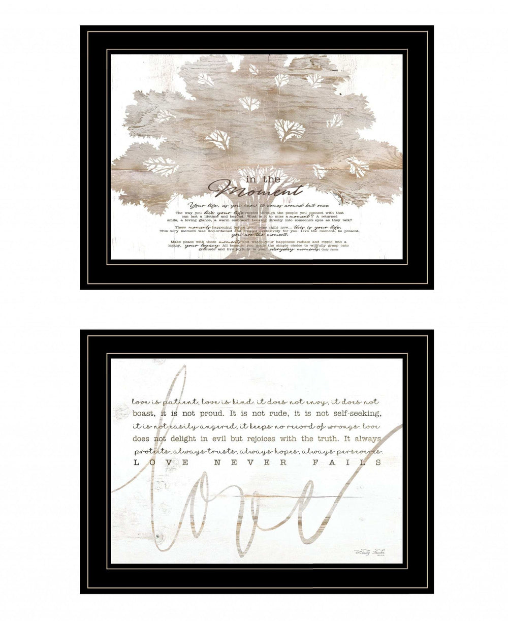 Set Of Two Love or In the Moment 1 Black Framed Print Wall Art - Homeroots - Flyclothing LLC