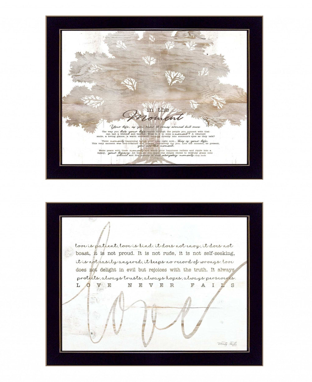 Set Of Two Love or In the Moment 2 Black Framed Print Wall Art - Homeroots - Flyclothing LLC