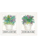 Set Of Two Succulents Dream and Believe White Framed Print Wall Art - Homeroots - Flyclothing LLC