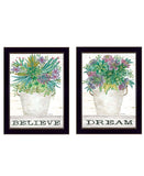Set Of Two Succulents Dream and Believe Black Framed Print Wall Art - Homeroots - Flyclothing LLC