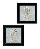 Set Of Two Coral Seahorse 1 Black Framed Print Wall Art - Homeroots - Flyclothing LLC