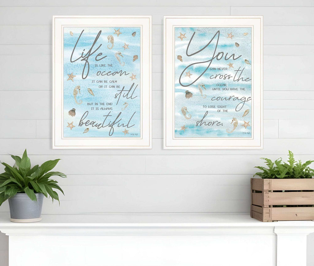 Set Of Two Life Is White Framed Print Wall Art - Homeroots - Flyclothing LLC