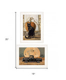 Set Of Two Harvest Moon with A Black Cat and Truck 1 White Framed Print Kitchen Wall Art - Homeroots - Flyclothing LLC