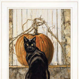 Set Of Two Harvest Moon with A Black Cat and Truck 1 White Framed Print Kitchen Wall Art - Homeroots - Flyclothing LLC