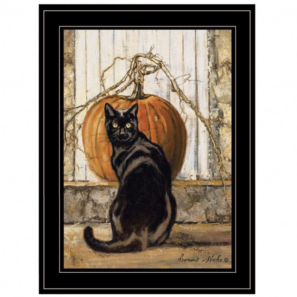 Set Of Two Harvest Moon with A Black Cat and Truck 2 Black Framed Print Kitchen Wall Art - Homeroots - Flyclothing LLC
