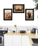 Set Of Three Harvest Moon Black Framed Print Kitchen Wall Art - Homeroots - Flyclothing LLC