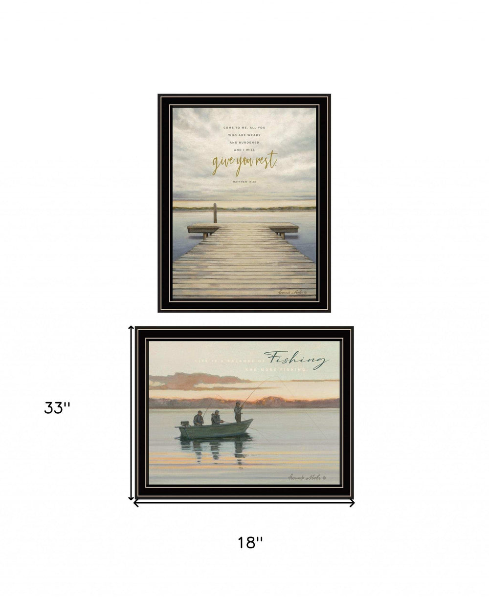 Set Of Two Lake Side Reprieve 1 Black Framed Print Wall Art - Homeroots - Flyclothing LLC