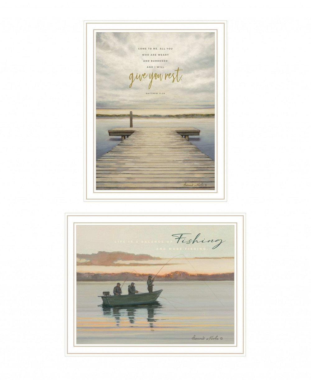 Set Of Two Lake Side Reprieve 2 White Framed Print Wall Art - Homeroots - Flyclothing LLC