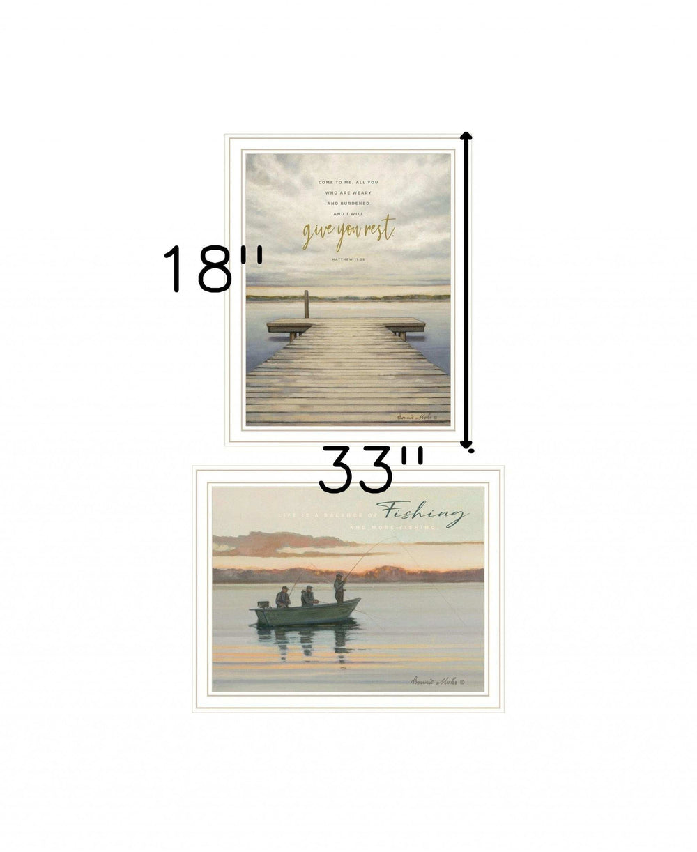 Set Of Two Lake Side Reprieve 2 White Framed Print Wall Art - Homeroots - Flyclothing LLC