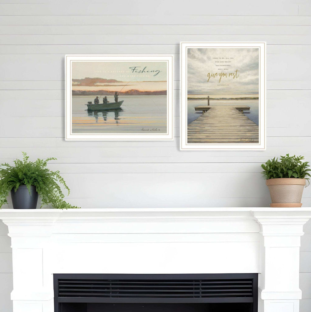 Set Of Two Lake Side Reprieve 2 White Framed Print Wall Art - Homeroots - Flyclothing LLC