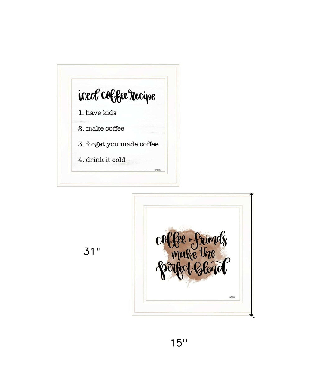 Set Of Two Coffee and Friends Recipe White Framed Print Kitchen Wall Art - Homeroots - Flyclothing LLC