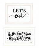 Set Of Two Lets Eat or Feed Them 1 White Framed Print Kitchen Wall Art - Homeroots - Flyclothing LLC